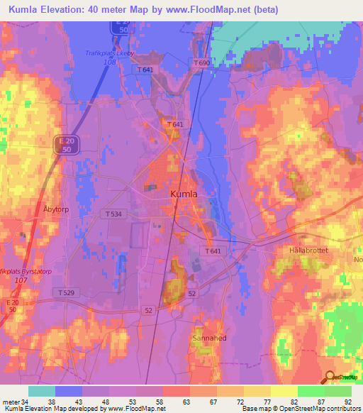 Kumla,Sweden Elevation Map