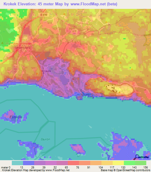 Krokek,Sweden Elevation Map