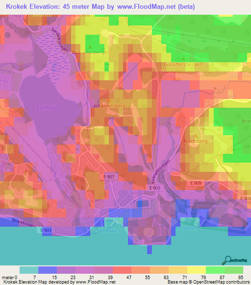 Krokek,Sweden Elevation Map