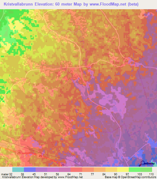 Kristvallabrunn,Sweden Elevation Map