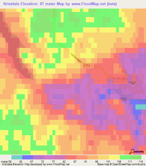 Kristdala,Sweden Elevation Map