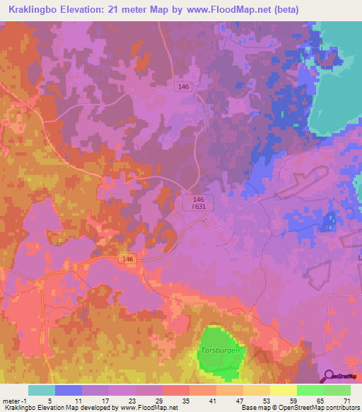 Kraklingbo,Sweden Elevation Map