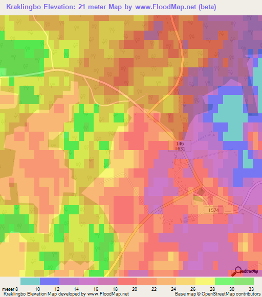 Kraklingbo,Sweden Elevation Map