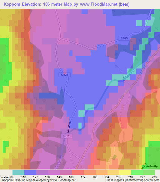 Koppom,Sweden Elevation Map