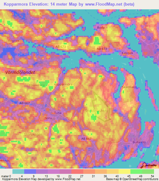 Kopparmora,Sweden Elevation Map