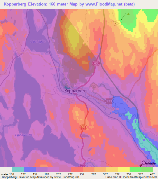 Kopparberg,Sweden Elevation Map