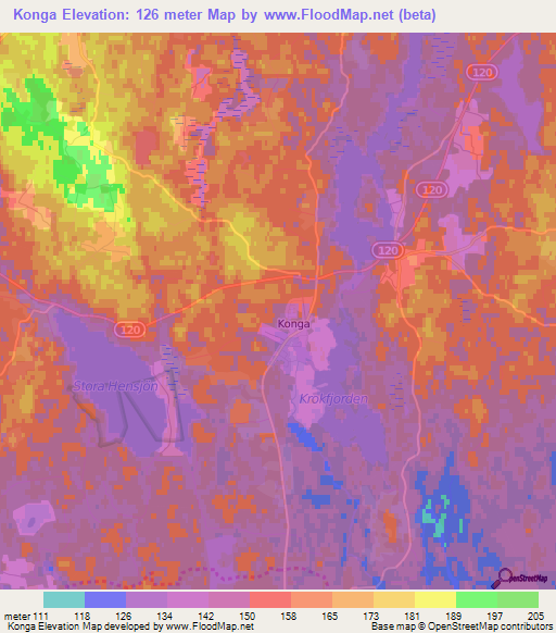 Konga,Sweden Elevation Map