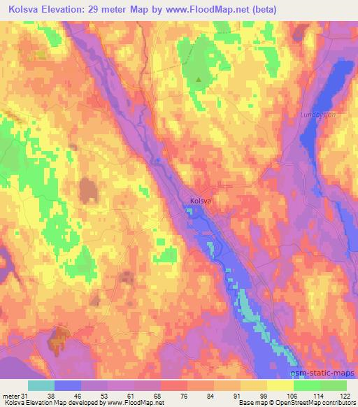 Kolsva,Sweden Elevation Map