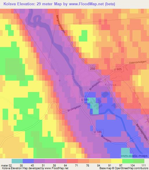 Kolsva,Sweden Elevation Map