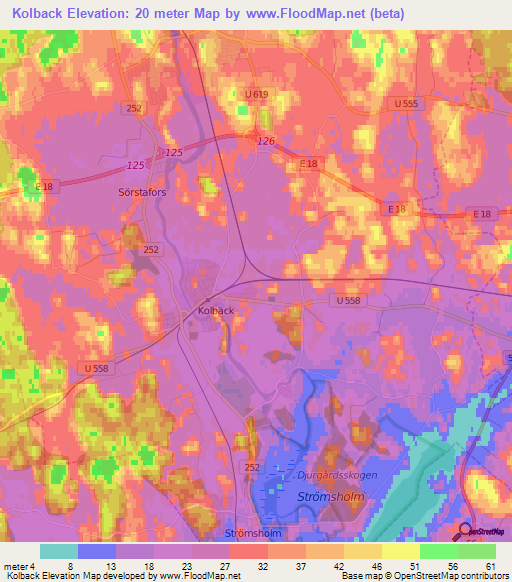 Kolback,Sweden Elevation Map