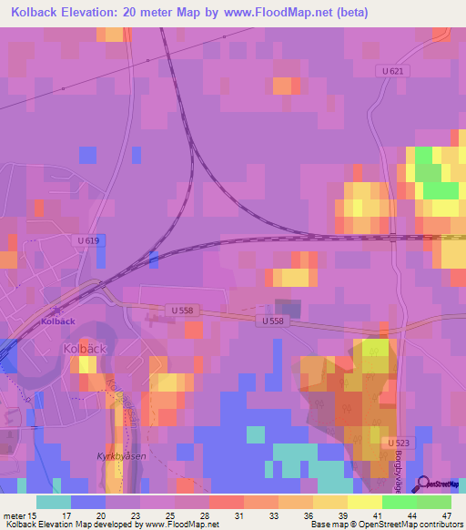 Kolback,Sweden Elevation Map