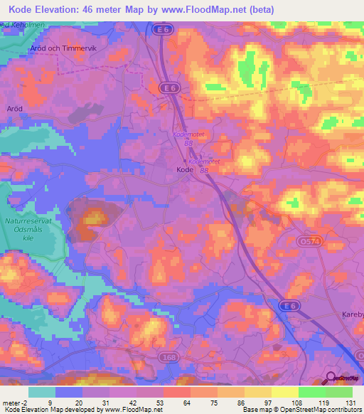 Kode,Sweden Elevation Map