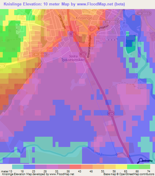 Knislinge,Sweden Elevation Map