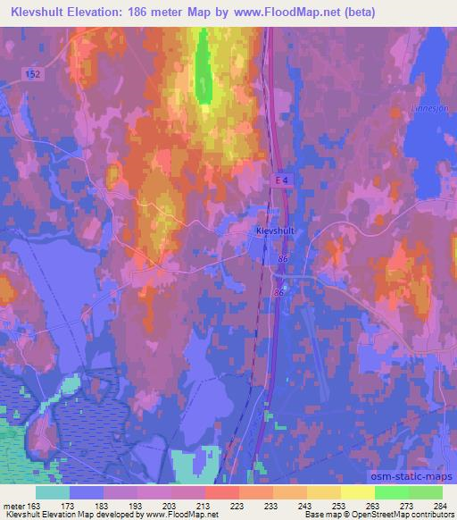 Klevshult,Sweden Elevation Map