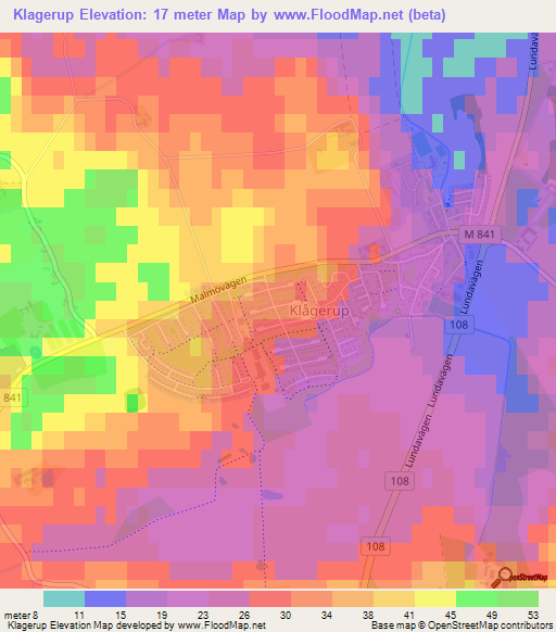 Klagerup,Sweden Elevation Map