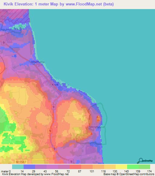 Kivik,Sweden Elevation Map