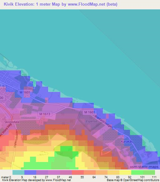 Kivik,Sweden Elevation Map