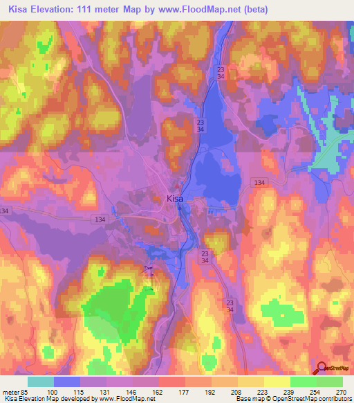 Kisa,Sweden Elevation Map