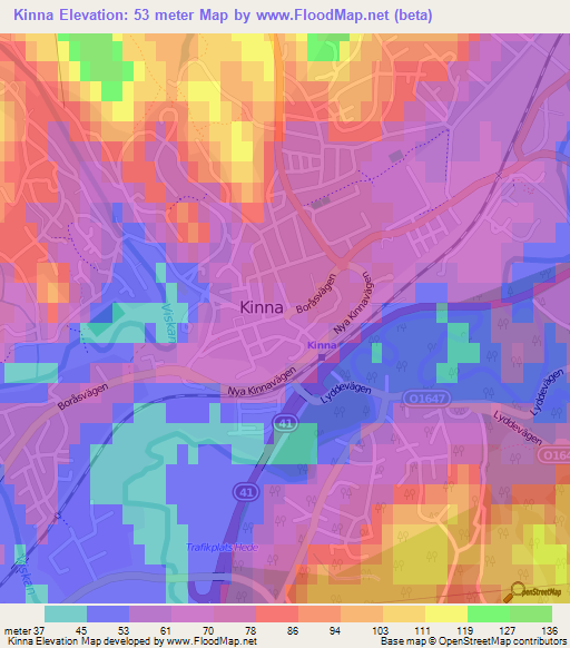 Kinna,Sweden Elevation Map