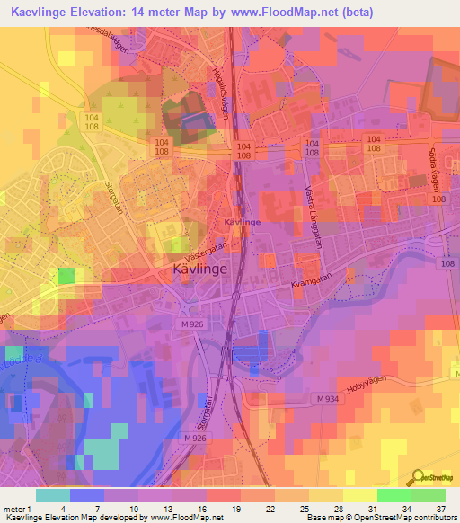 Kaevlinge,Sweden Elevation Map