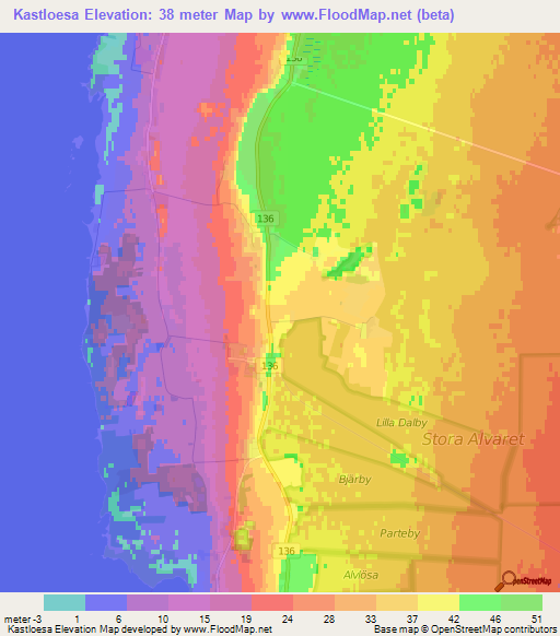 Kastloesa,Sweden Elevation Map