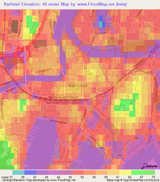 Karlstad,Sweden Elevation Map