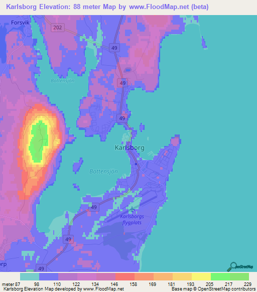 Karlsborg,Sweden Elevation Map