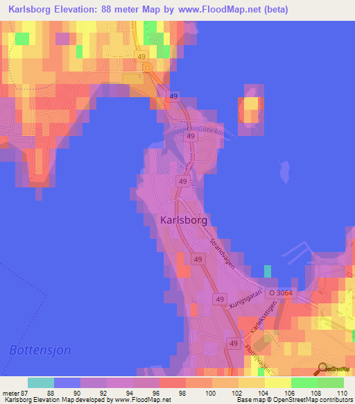 Karlsborg,Sweden Elevation Map