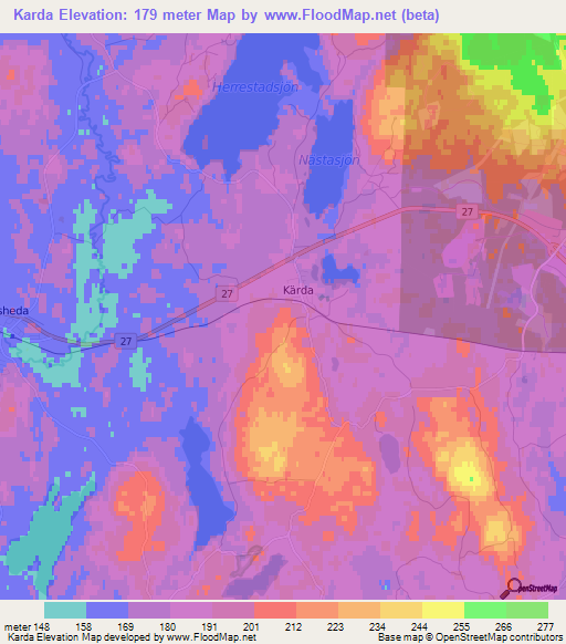 Karda,Sweden Elevation Map