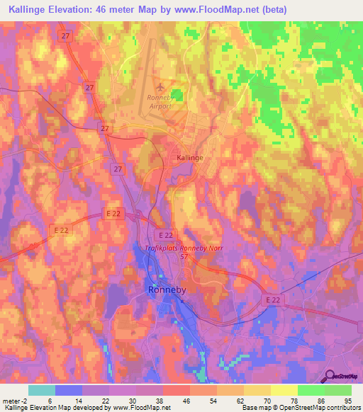 Kallinge,Sweden Elevation Map