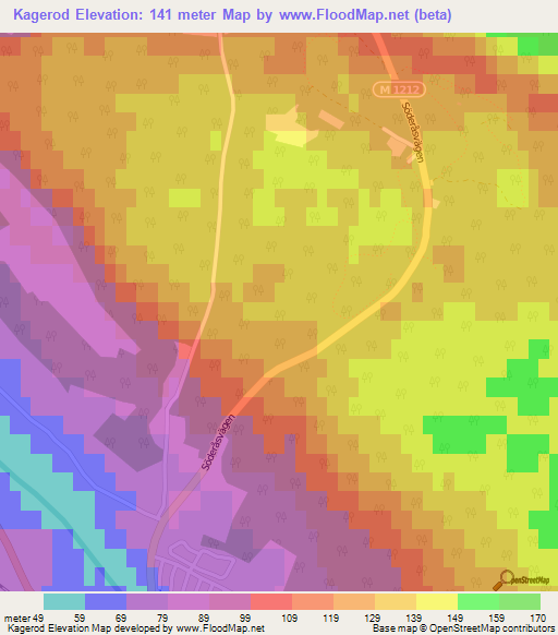 Kagerod,Sweden Elevation Map