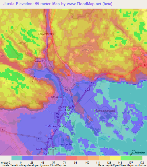 Jursla,Sweden Elevation Map