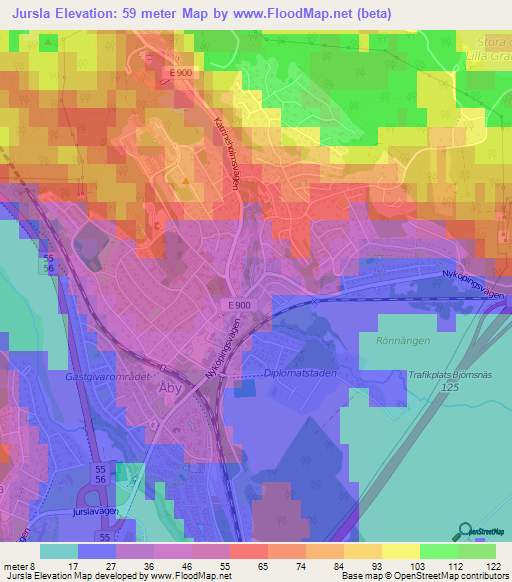 Jursla,Sweden Elevation Map