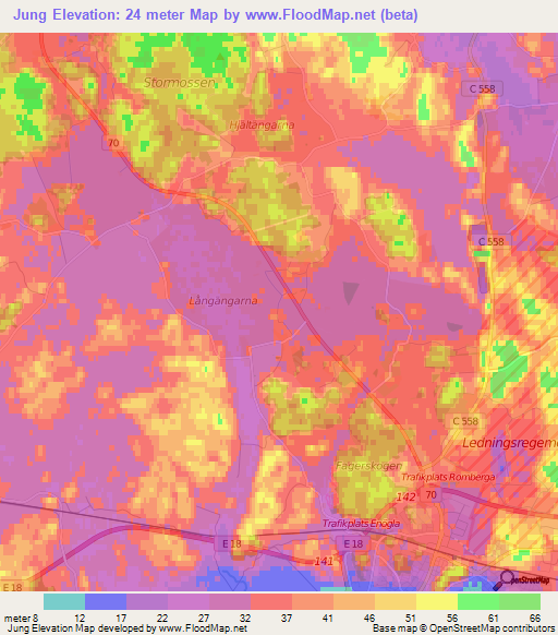 Jung,Sweden Elevation Map