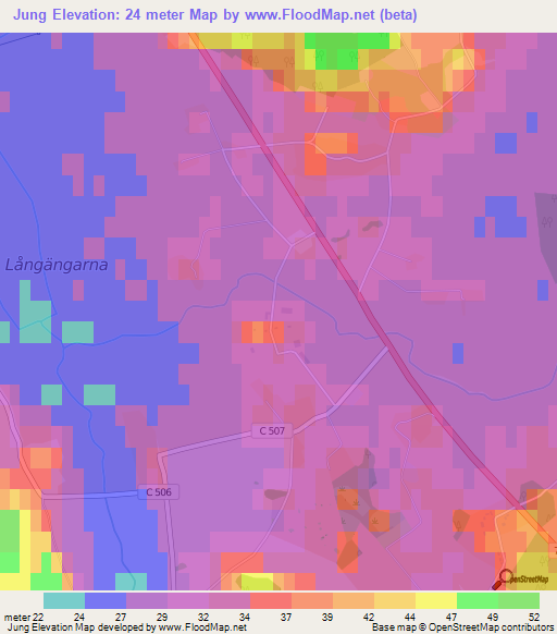 Jung,Sweden Elevation Map