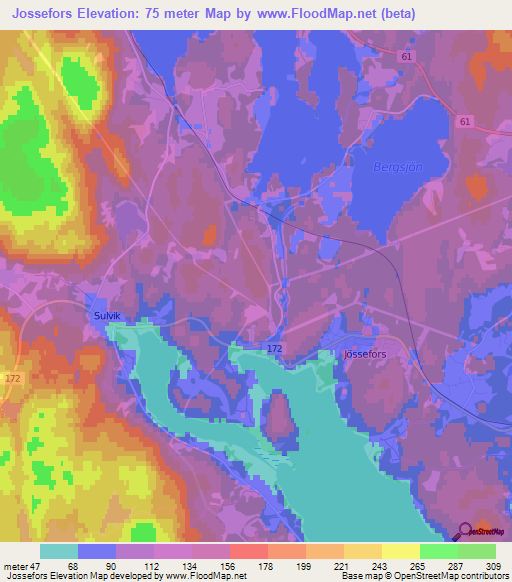 Jossefors,Sweden Elevation Map