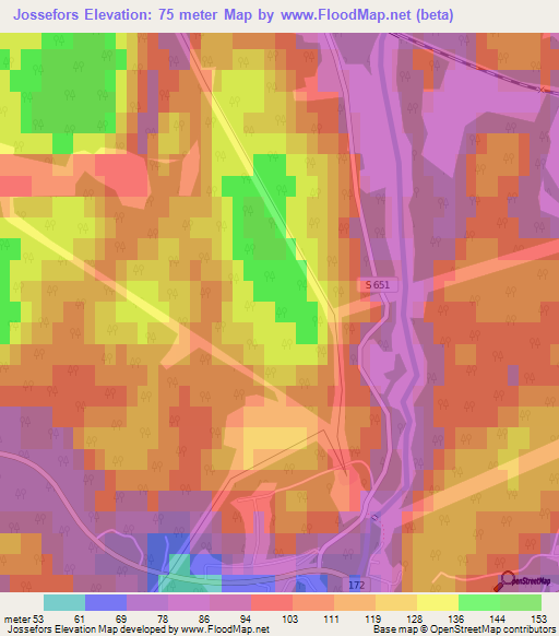 Jossefors,Sweden Elevation Map