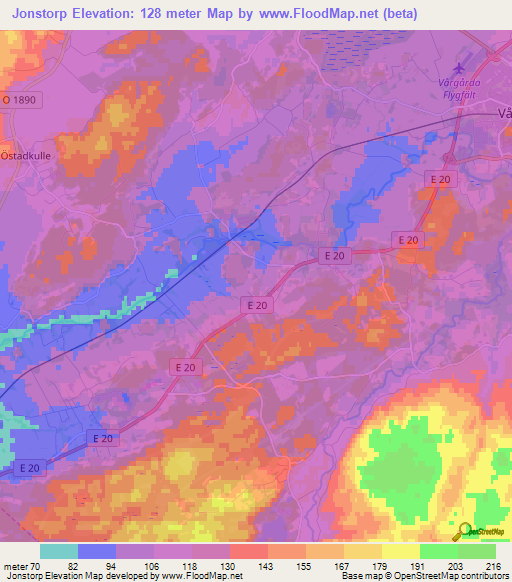 Jonstorp,Sweden Elevation Map