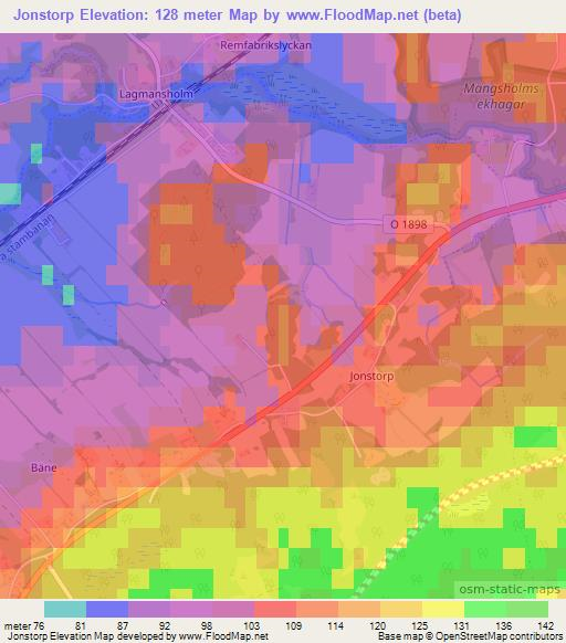 Jonstorp,Sweden Elevation Map