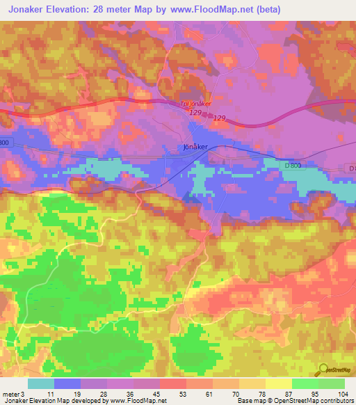 Jonaker,Sweden Elevation Map