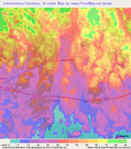 Johannishus,Sweden Elevation Map