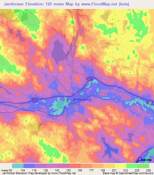 Jarnforsen,Sweden Elevation Map