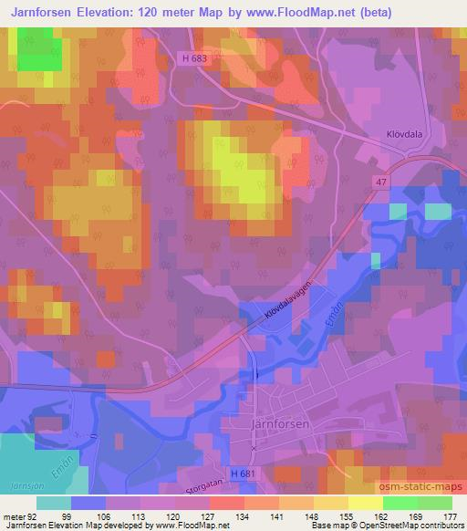 Jarnforsen,Sweden Elevation Map