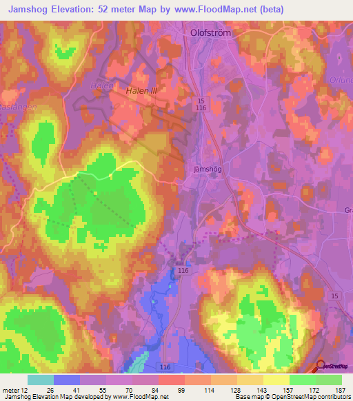 Jamshog,Sweden Elevation Map