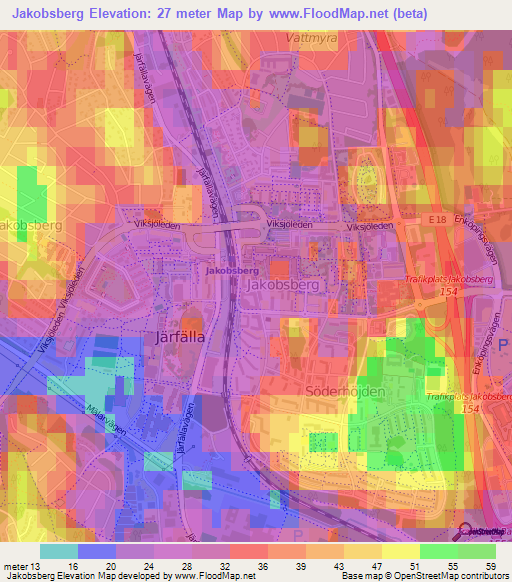 Jakobsberg,Sweden Elevation Map