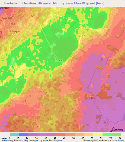 Jakobsberg,Sweden Elevation Map