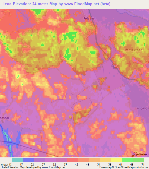 Irsta,Sweden Elevation Map