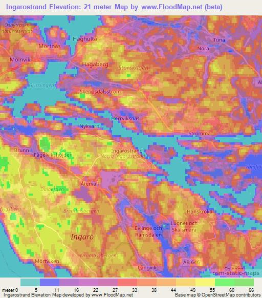 Ingarostrand,Sweden Elevation Map