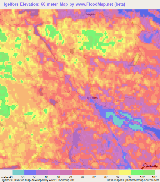 Igelfors,Sweden Elevation Map