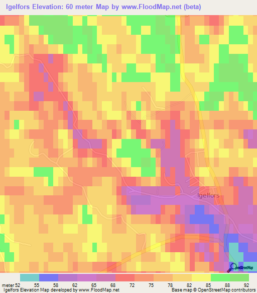 Igelfors,Sweden Elevation Map